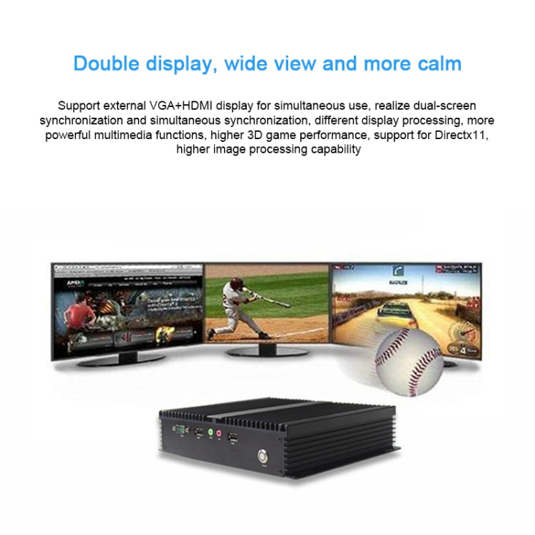 Fanless Mini Industrial Control PC with 6 COM Ports & 6 USB Ports & RJ45 Network Port, 2GB+24GB, Intel Celeron 1037U 1.8GHz(Black)