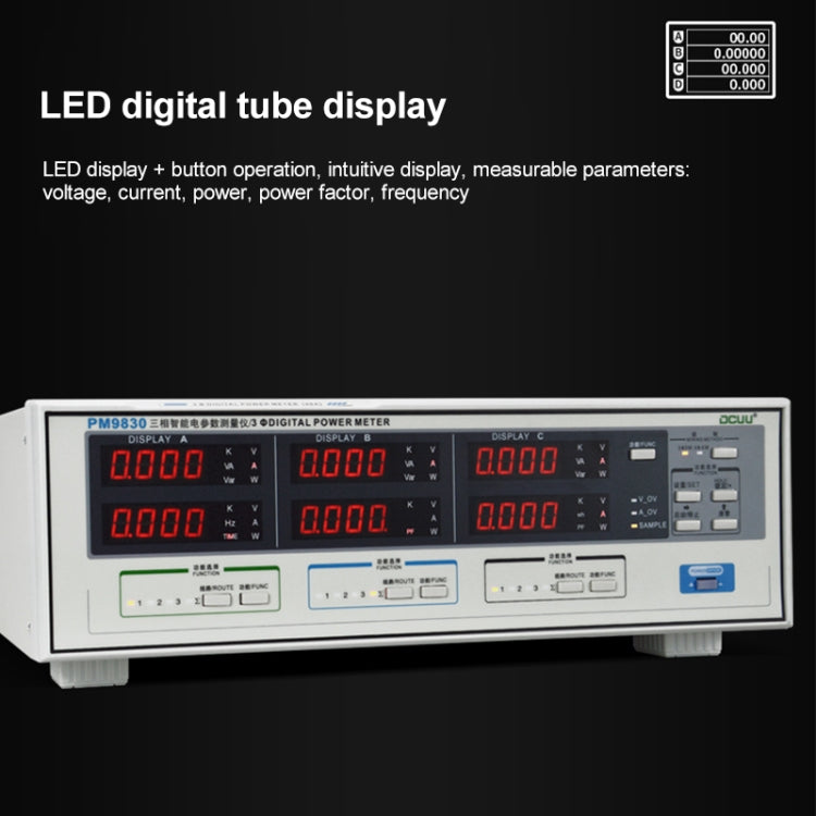 DCUU PM9830 500V 80A Three Phase Digital AC Voltage Current Power Factor & Power Meter