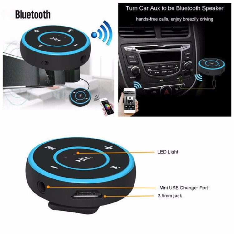 Car Sports Bluetooth V2.1+EDR Music Player Receiver with LED Light & 3.5mm Stereo Input Jack, Support USB Charge & Hands-free, Button without Backlit
