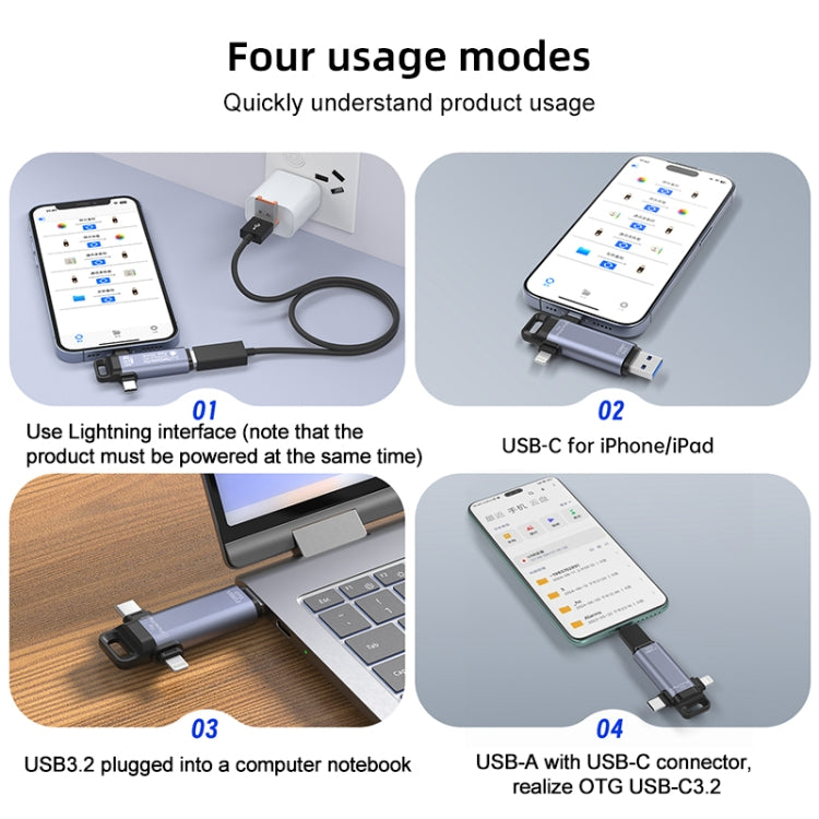 NK-951 3 in 1 USB3.2 to Type-C and 8 Pin Solid State USB Flash Drive with OTG Function
