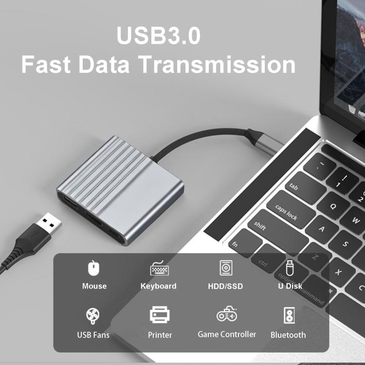 HPA-U3 3 in 1 USB-C / Type-C Male to HDTV, USB 3.0, USB-C / Type-C Adapter  - Grey