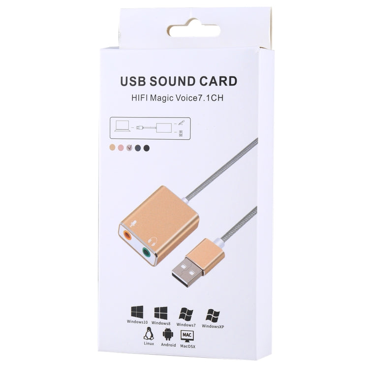 Aluminum Alloy Shell External USB Virtual 7.1 Channel Sound Card with 13cm Cable for PC Laptop (Silver)