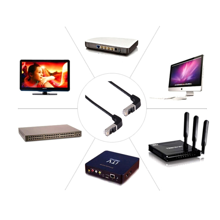 1m RJ45 Male Bent Down to RJ45 Male Bent Down Network LAN Cable