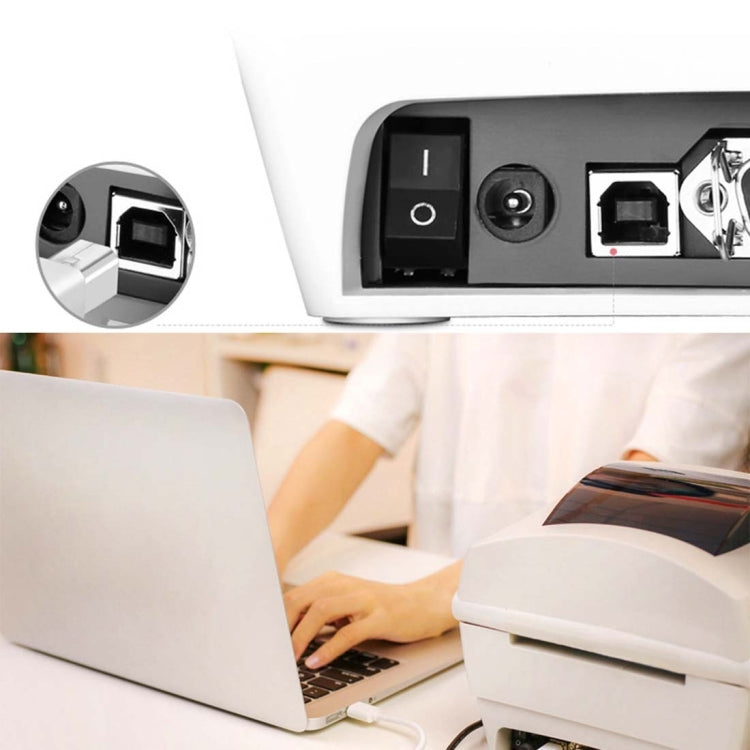 USB 2.0 Bent AM to Bent BM Retractable Coiled Cable for Printer, Coiled Cable Stretches to 1.5m