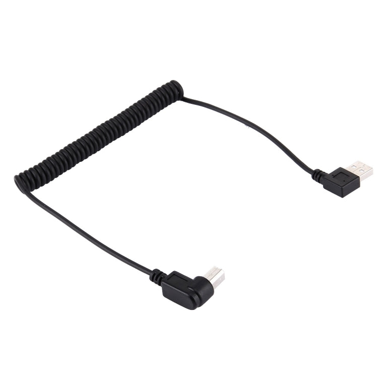 USB 2.0 Bent AM to Bent BM Retractable Coiled Cable for Printer, Coiled Cable Stretches to 1.5m