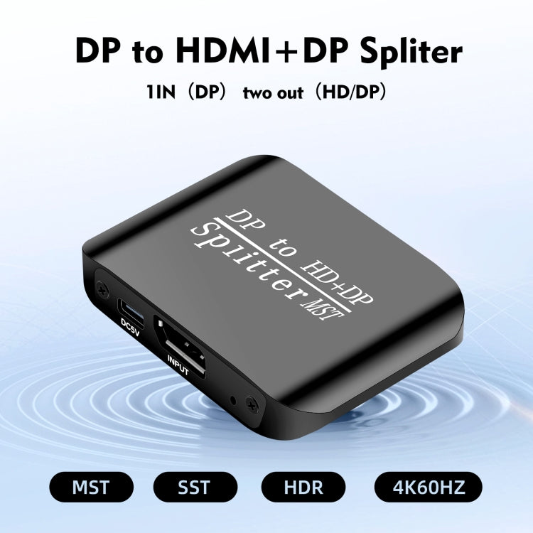 NK-W60 DP DisplayPort To HDMI, DP DisplayPort Splitter MST / SST Monitor Switcher  - Black