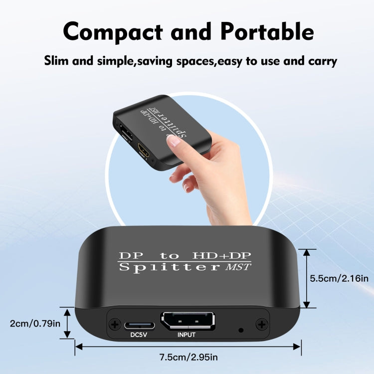 NK-W60 DP DisplayPort To HDMI, DP DisplayPort Splitter MST / SST Monitor Switcher  - Black
