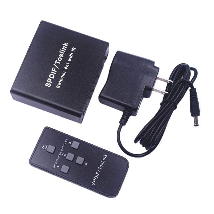 NK-S41 Full HD SPDIF / Toslink Digital Optical Audio 4 x 1 Switcher Extender with IR Remote Controller