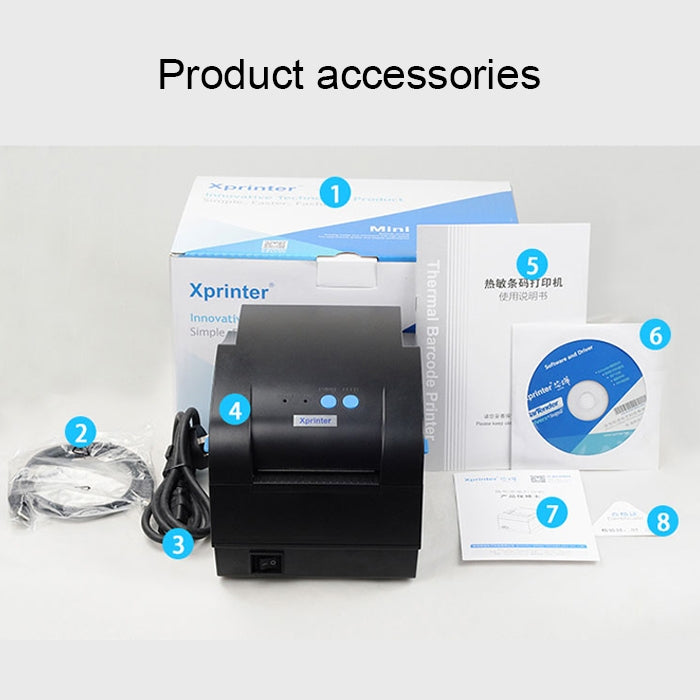 Xprinter XP-365B USB Port Thermal Automatic Calibration Barcode Printer