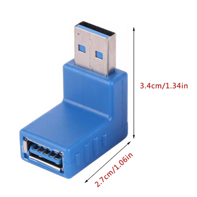 2 PCS L-Shaped USB 3.0 Male to Female 90 Degree Angle Plug Extension Cable Connector Converter Adapter