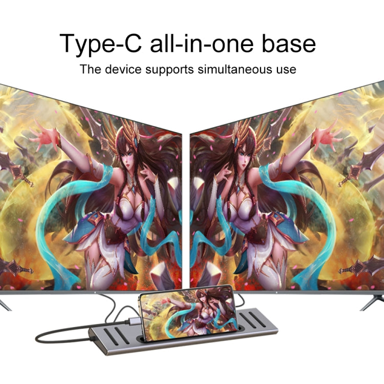 9199 12 in 1 USB-C / Type-C to USB-C / Type-C + TF / SD Card Slot + RJ45 + 3.5mm Audio + PD USB-C / Type-C Charging + 2 HDMI + 4 USB 3.0 Ports Multifunctional HUB Converter Docking Station