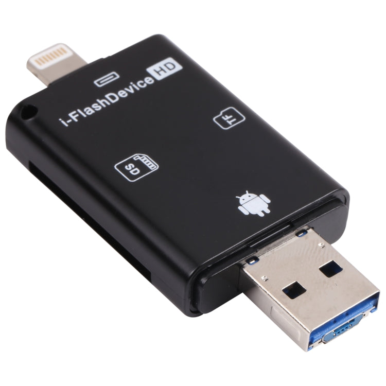 NK-208 3 in 1 i-Flash TF Card / SD Card Reader For 8 Pin + USB 2.0 + Micro USB Devices