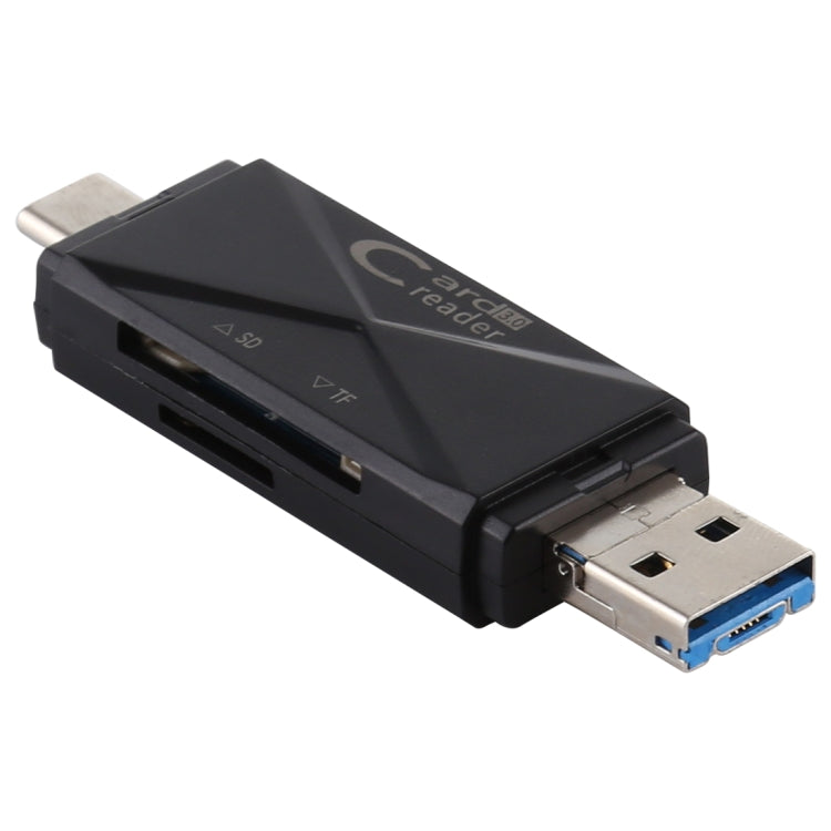 USB-C / Type-C + SD + TF + Micro USB to USB 3.0 Card Reader