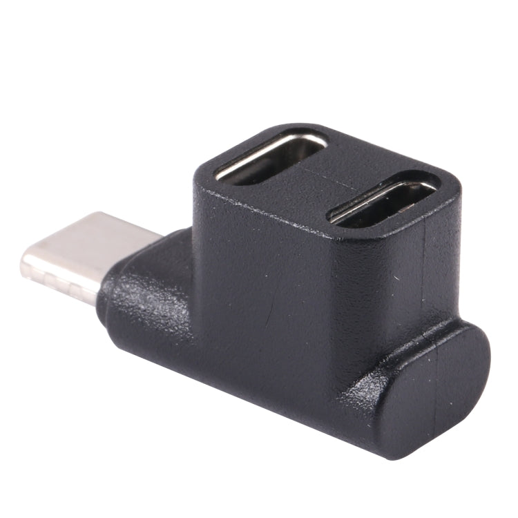 USB-C / Type-C Male to Dual Type-C Female 90 Degree Elbow Adapter
