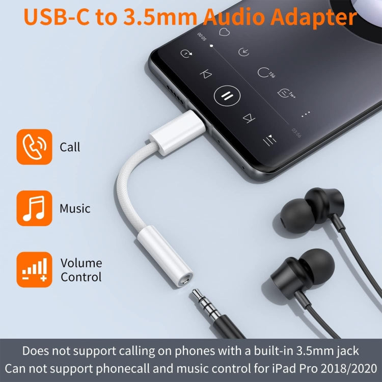 USB-C/Type-C to 3.5mm Audio Braided Adapter Cable