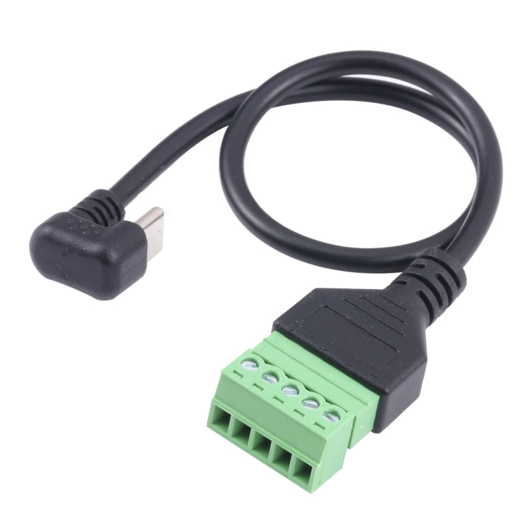 U-shaped Elbow USB-C / Type-C Male to 5 Pin Green Pluggable Terminal Solder-free Connector Cable