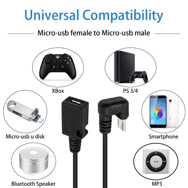 U-shaped Micro USB Male to Female Extension Cable
