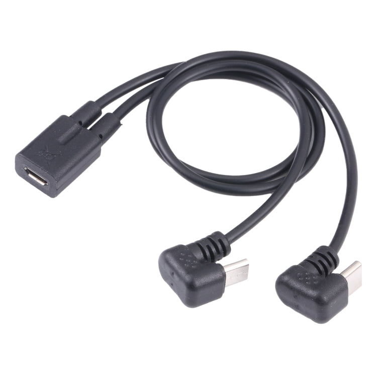 U-shaped USB-C / Type-C Male + Micro USB Male to Micro USB Female Cable