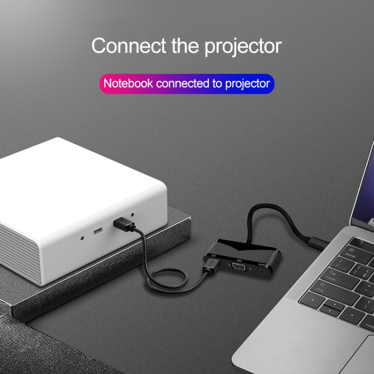 V83 USB-C / Type-C to 4K HDMI / VGA + 3.5mm Audio + USB Multi-function Adapter
