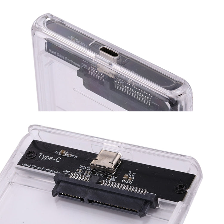 2.5 inch SATA HDD USB 3.1 USB-C / Type-C External Hard Drive Enclosure Storage Case(Transparent)