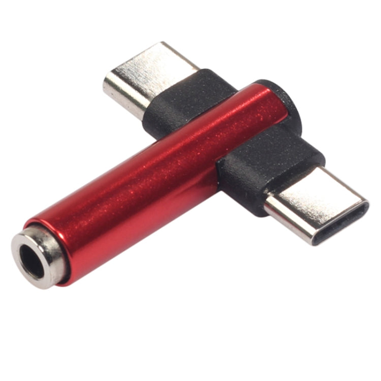 Type-C / USB-C to 3.5mm Audio Converter Earphone Adapter with Charging Adapter(Red)