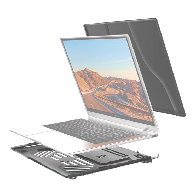 Split Waterproof PC Crystal Laptop Protective Case for Huawei MateBook X Pro, with Stand & Handle
