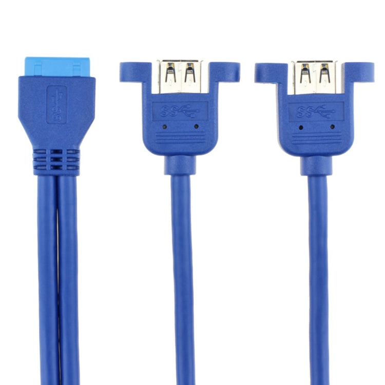 Motherboard 20 Pin to 2 x USB 3.0 Dual Ports Adapter Cable with Screw Hole