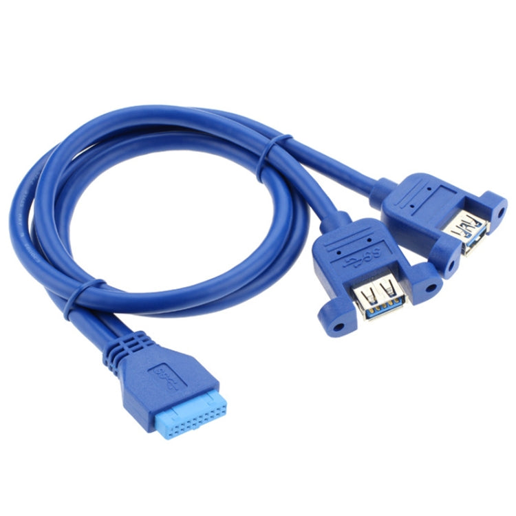 Motherboard 20 Pin to 2 x USB 3.0 Dual Ports Adapter Cable with Screw Hole