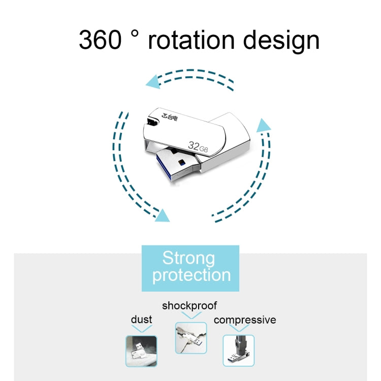 Teclast 32GB Leishen Series 360 Degrees Rotation Metal Body USB3.0 Flash Disk Drive for PC, Notebook, Laptop, Computer, Car Audio, STB, MP3, Blu-Ray Player(Silver)
