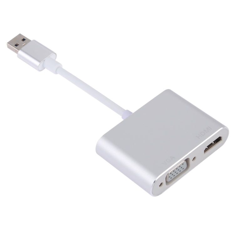 2 in 1 USB 3.0 to HDMI + VGA Adapter(Silver)