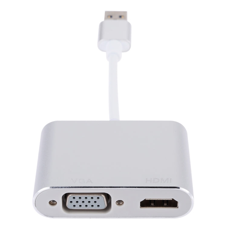 2 in 1 USB 3.0 to HDMI + VGA Adapter(Silver)