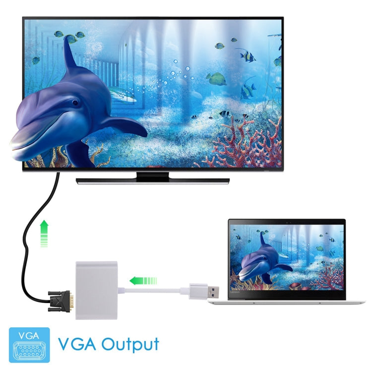 2 in 1 USB 3.0 to HDMI + VGA Adapter(Silver)
