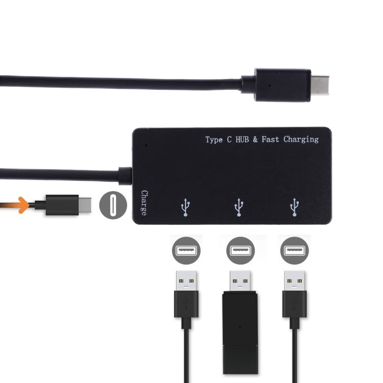 3 in 1 Type-C to Type-C + Card reader + 2 x USB Interfaces Charging HUB, Support PD Fast Charging(Black)