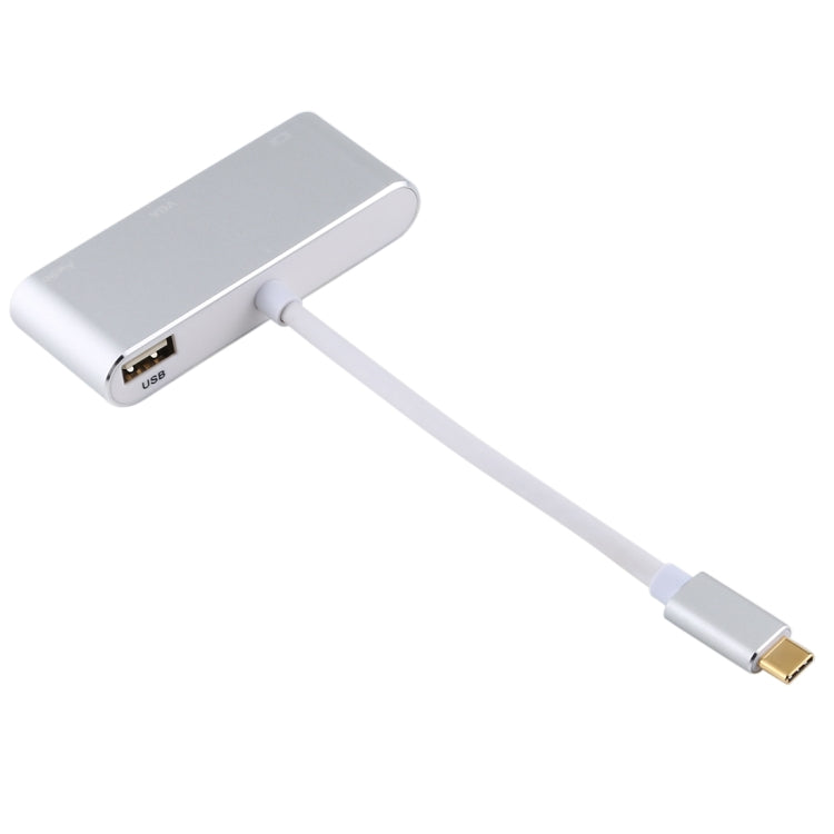USB 2.0 + Audio Port + VGA + HDMI to USB-C / Type-C HUB Adapter (Silver)