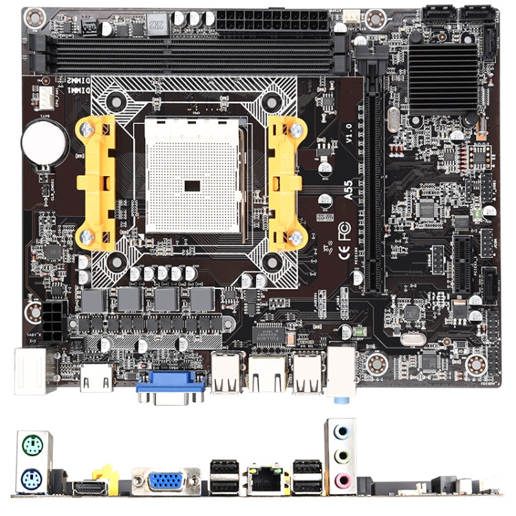 A55 Dual Channel DDR3 Desktop Computer Mainboard, Support for AMD A8 / A6 / A4 Quad-core Processor, Integrated Graphics