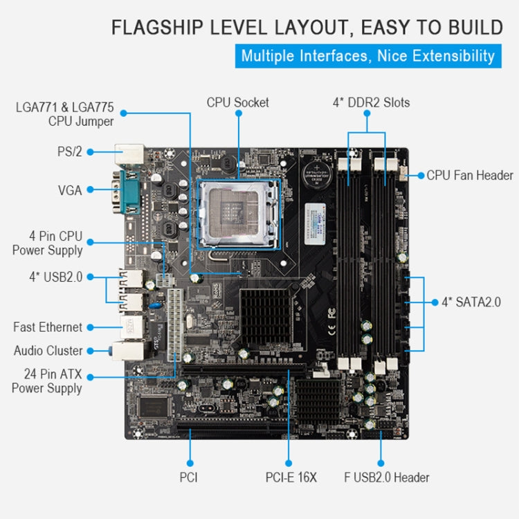 P45 DDR2 Desktop Computer Mainboard, Support for LGA 775 / 771 Series Processor