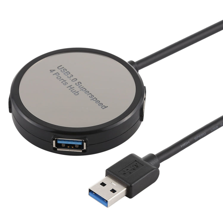 BYL-1811 5Gbps Super Speed 4 Ports USB 3.0 Round Shape Mirror Design HUB Adapter, Cable Length: 18cm(Black)