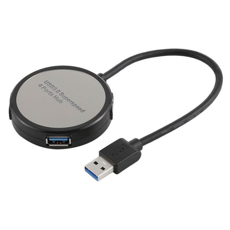 BYL-1811 5Gbps Super Speed 4 Ports USB 3.0 Round Shape Mirror Design HUB Adapter, Cable Length: 18cm(Black)