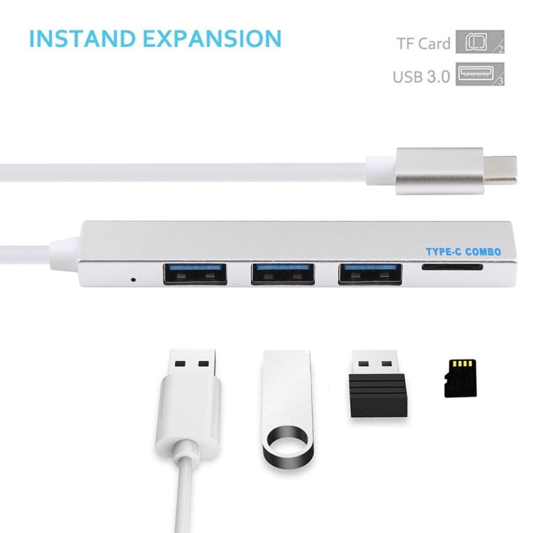 T-809B TF Card Reader + 3 x USB 3.0 Ports to USB-C / Type-C HUB Converter, Cable Length: 13cm