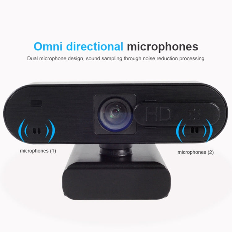 H703 2.0 Mega Pixels Full HD 1080P Drive-free Auto Focus USB Computer Camera with Dual Omnidirectional Noise Reduction Microphone(Black)