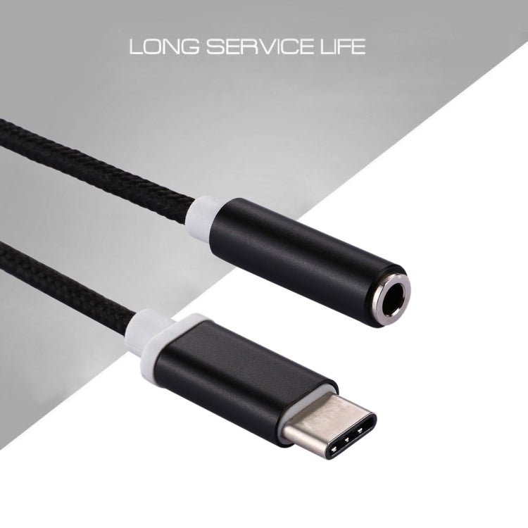 USB-C / Type-C Male to 3.5mm Female Weave Texture Audio Adapter, Length: about 10cm