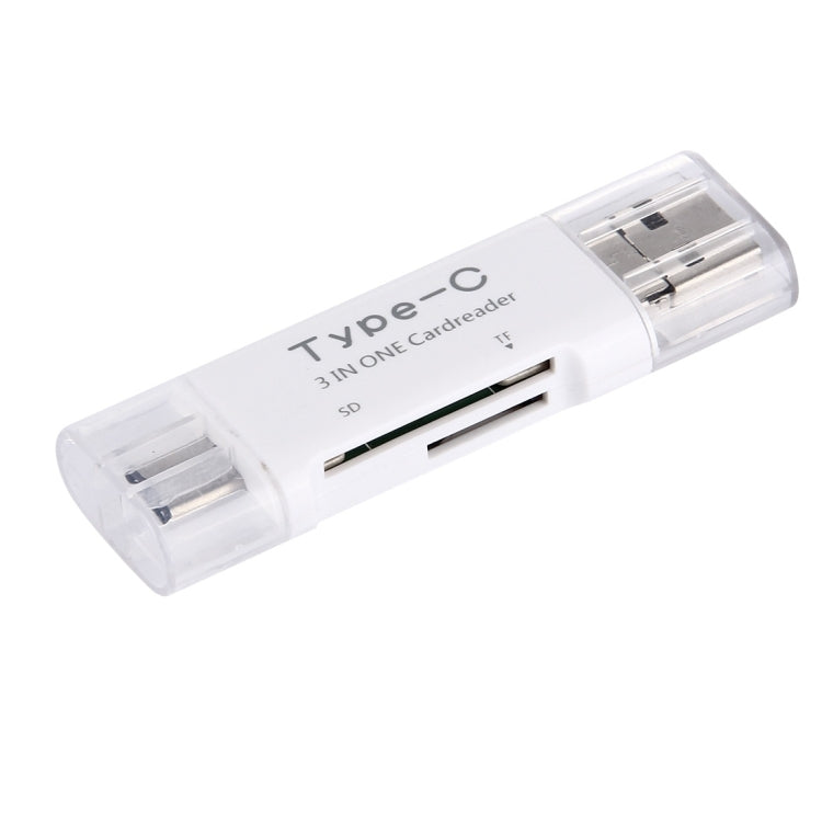 3 in 1 USB-C / Type-C 3.1 to USB 2.0 + Micro USB + SD(HC) + Micro SD Card Reader Adapter for