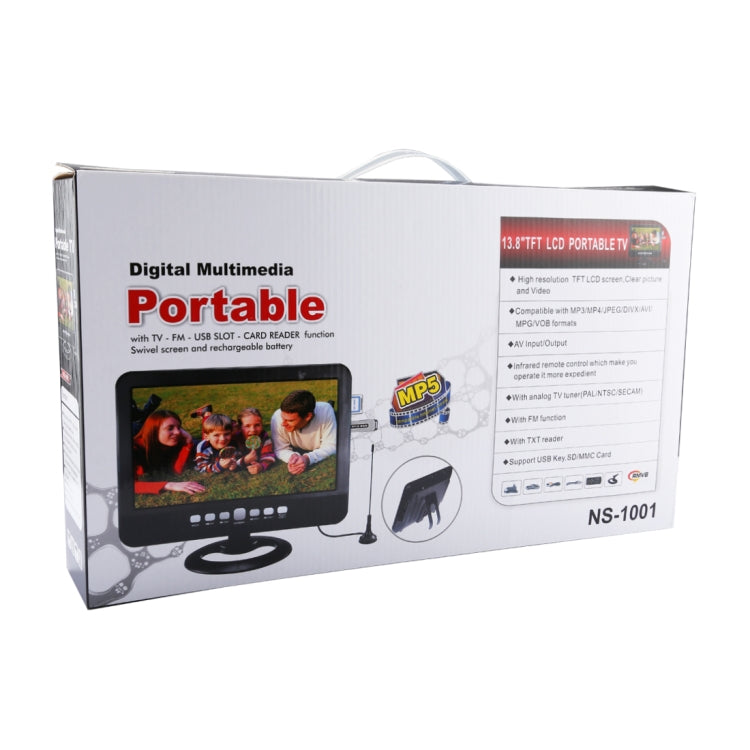 NS-1001 10.1 inch TFT LCD Analog Multimedia Portable Video TV Player, Support TF Card / USB Flash Drive / FM
