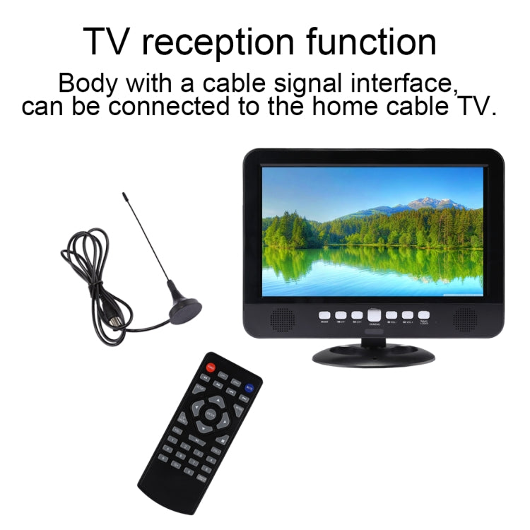 NS-1001 10.1 inch TFT LCD Analog Multimedia Portable Video TV Player, Support TF Card / USB Flash Drive / FM