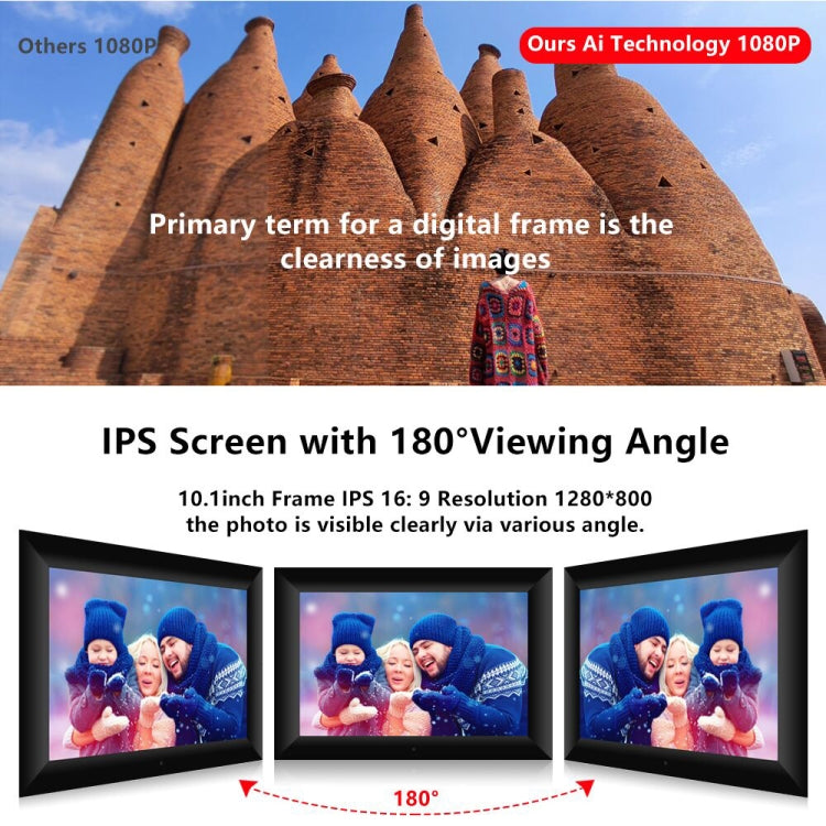 [US Warehouse] P100 10.1 inch 16GB Smart WiFi Cloud Digital Picture Frame with 800x1280 IPS LCD Panel