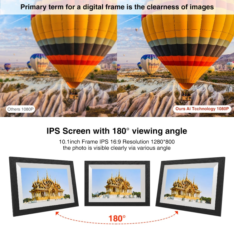 G100 10.1 inch LCD Screen WIFI Cloud Album Digital Photo Frame Electronic Photo Album with Touch Rotating Screen & Video Push