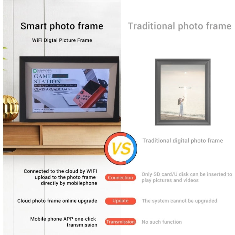 G100 10.1 inch LCD Screen WIFI Cloud Album Digital Photo Frame Electronic Photo Album with Touch Rotating Screen & Video Push