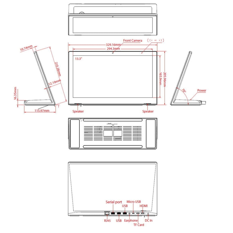 HSD1703 Touch Screen All in One PC with Holder, 2GB+16GB, 15.6 inch LCD Android 8.1 RK3288 Octa-core Cortex A53 1.5G, Support OTG & Bluetooth & WiFi