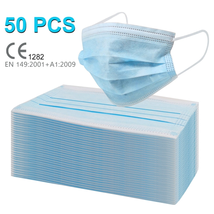 50 PCS Disposable 3-layered Protection Civilian Adult Breathable Mask Earloop Antiviral Protective Mask for Men, Women