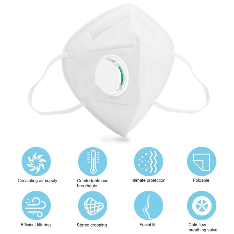 10 PCS KN95 n95 Breathable Respirator Dustproof Antiviral Anti-fog Protective Mask with Breath-Valve Filter